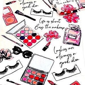“LIFE IS SHORT BUY THE MAKEUP” towels